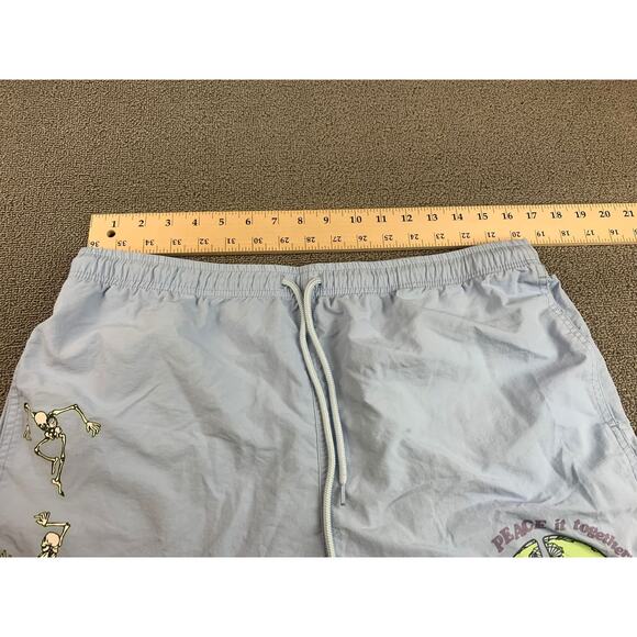 Coney Island Picnic LET'S PEACE IT TOGETHER Nylon Blue Shorts - Size Large - Picture 5 of 10